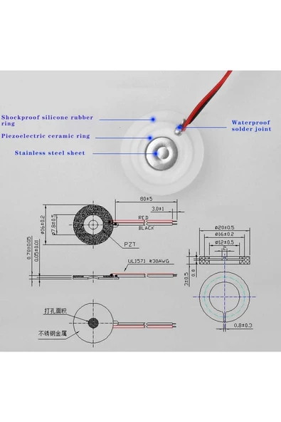 Micro Usb Ultrasonik Nem Üreteci Devre Seramik Disk Transducer - Resim 8