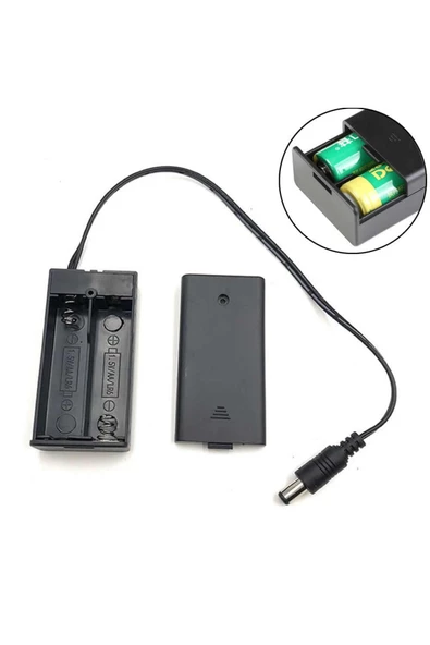 18650 2li Pil Kutusu Adaptör Soket On/off Anahtar 2 Adet Seri Lityum Lion Dc - Resim 4