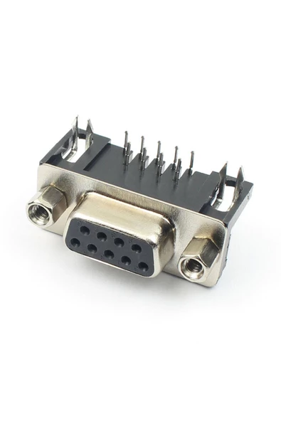DB9 90 Derece Dişi Bağlantı Konnektörü DSUB 9 Pin Pcb Montaj Tip RS232 Rs485 Data Bağlantı Soketi Vi
