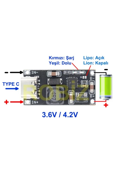 Tp5000 1a 3.6v Lipo Lifepo4 Pil Şarj Modülü 1s 4.2v Lityum Li-ion Batarya Akü Mp3 Mp4 Tablet Pda - Resim 5