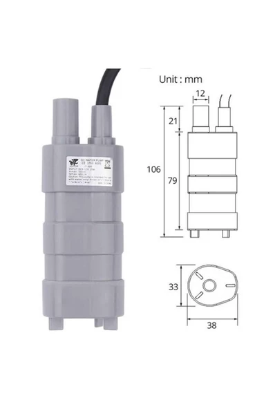 JT-500 DC 12V Su Sıvı Dalgıç Pompa 600litre/saat 17w Su Geçirmez Akvaryum Devridaim Motoru Sebil - Resim 5