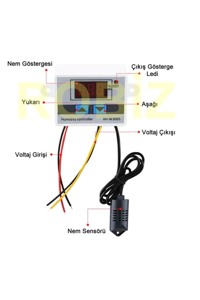 XH-W3005 DC 12V Dijital Nem Kontrol Cihazı 120W Güç Kuluçka Depo Oda Sera Havalandırma İklimlendirme - Resim 3