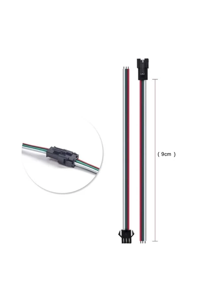 3 Pin JST SM 10cm Kablo Çifti Erkek Dişi Bağlantı Soketi LED Konnektör Şerid Led RGBWS2812B WS2811 - Resim 6