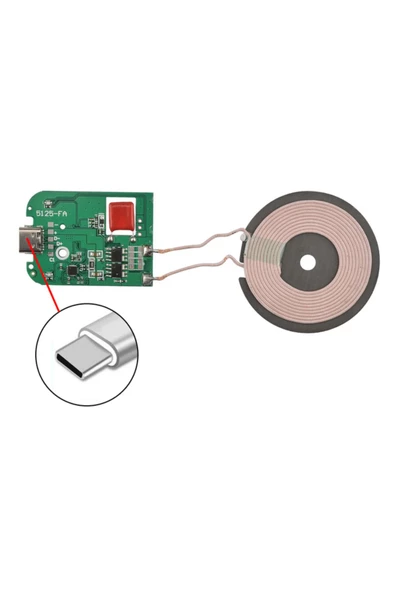 Kablosuz Şarj Modülü Type C 15W Qi 9V 1.5A Mobil Akıllı Telefon Oyuncak Pil Şarj Transmiter - Resim 3
