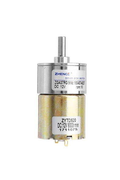 ZGA37RG 12V 37mm 10Rpm Redüktörlü DC Motor Metal Dişli Yüksek Tork Kuvvet Robot Oyuncak RC Araba ürün görseli