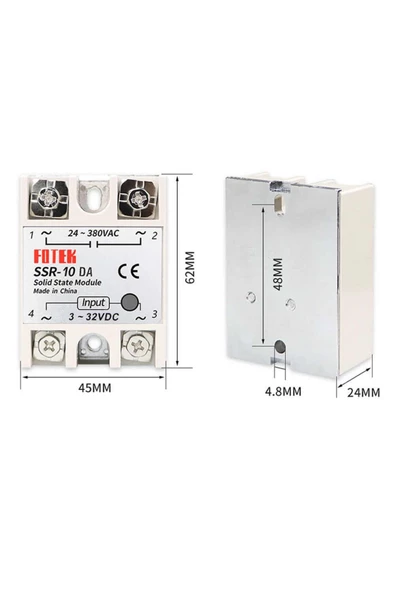 Ssr-10da Ssr Röle 10a Ac 24-380v Tek Fazlı Solid State Röle Elektronik Anahtar