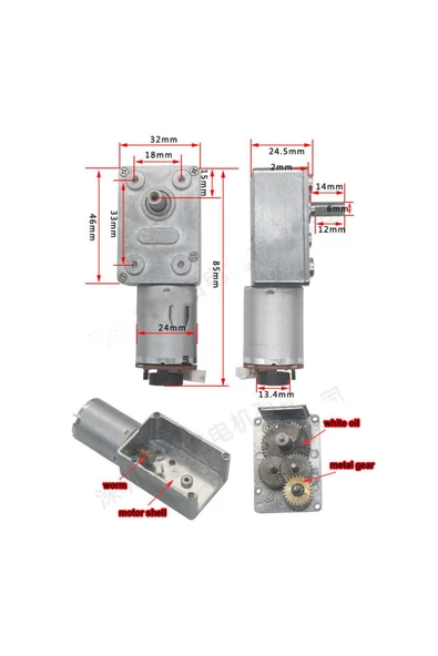 Jgy-370b Dc Motor 12v 30rpm Enkoderli Redüktörlü Hız Okuyucu - Resim 2