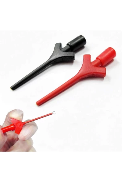 Kanca Tip Test Prob Çifti 2mm 30cm Mini Test Lojik Analizör Lehimsiz Tutucu Yakalayıcı Tel Klips - Resim 3