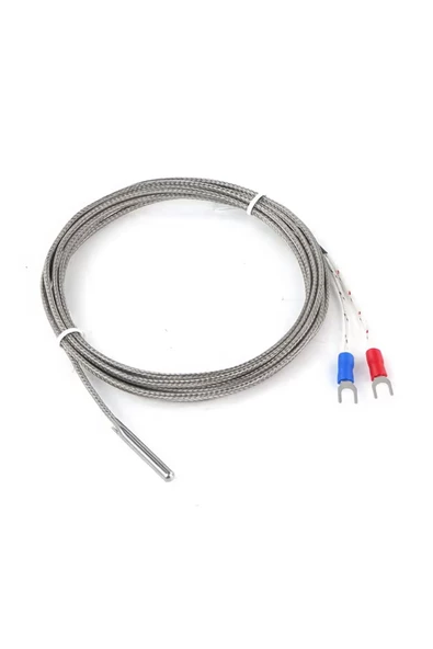 K Type Thermocouple 1 Metre Silindir Tip Başlık Sıcaklık Isı Sensörü 0C / 800C Paslanmaz Çelik Prob - 7