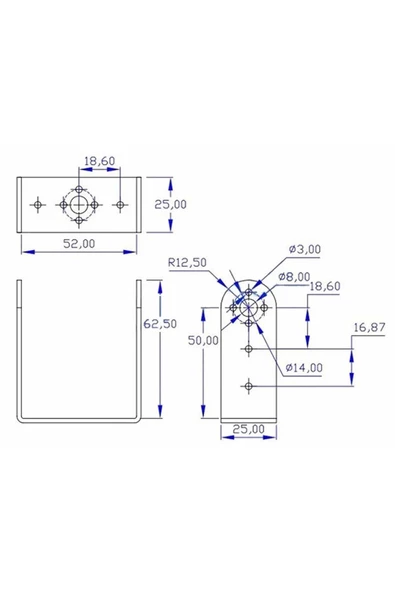 Uzun U Servo Motor Metal Montaj Parçası Braket MG995 MG996R S3003 TD-8120MG Alüminyum Tutucu - 5