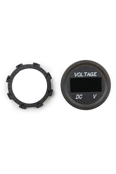 Su Geçirmez Dc 6V / 48V Voltmetre Yuvarlak Panel Tip Montajlanabilir Dijital Kırmızı Renk Led - Resim 3