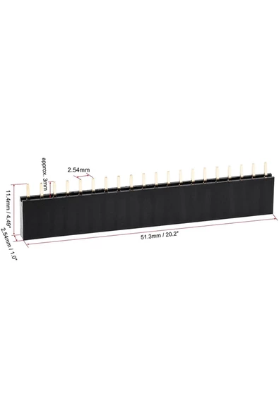 20 Pin Tek Sıra Dişi Header 180 Derece 1x20 Pin 2.54mm Soket Konnektör Breadboard Pcb Devre Bağlantı - Resim 3