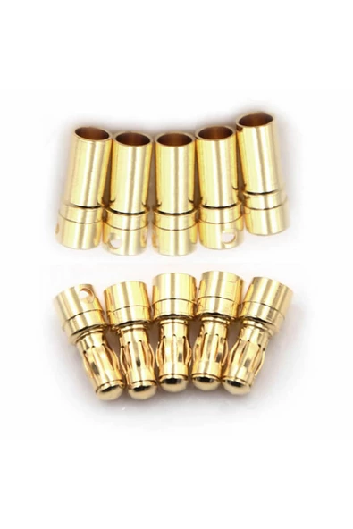 5 Çift 3.5mm Altın Kaplama Banana Dişi Erkek Soket 40a Pil Batarya Lion Bullet Plug - 6