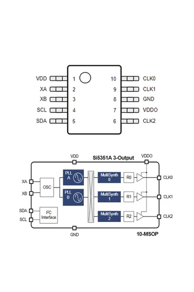 Silabs SI5351A-B-GT 10-MSOP 200 MHz 3 Clock Çıkışlı Saat Sinyal Frekans Üretici Entegre IIC I2C - Resim 5