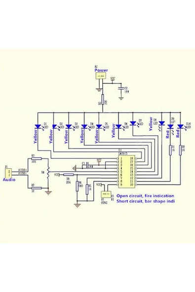 Demonte Lm3915 10 Led Vumetre Kit Dıy Led Elektronik Ses Müzik Seviye Işık Göstergesi Lehimleme - Resim 7