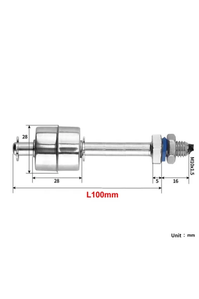 Metal Sıvı Su Seviye Sensörü 100mm Paslanmaz Çelik Şamandıra Mekanik Anahtar Kazan Kap Depo Tank - 8
