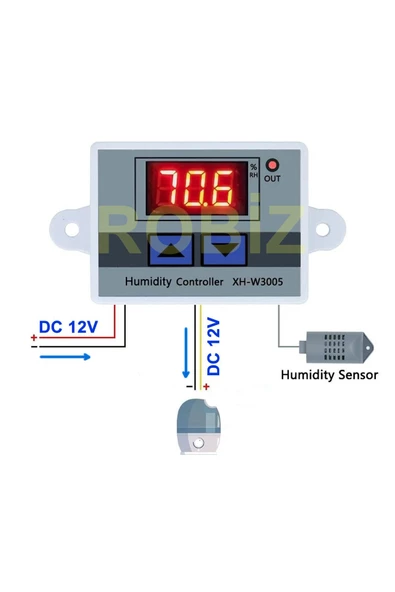 XH-W3005 DC 12V Dijital Nem Kontrol Cihazı 120W Güç Kuluçka Depo Oda Sera Havalandırma İklimlendirme - Resim 2