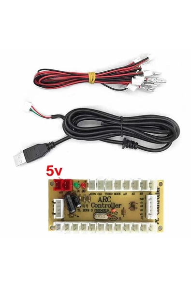 Arcade Usb Kontrol Kart Seti Pc Joystick Oyun Kol Konsol Buton Kablo Kit 5v Diy Sıfır Gecikme Kit - 6