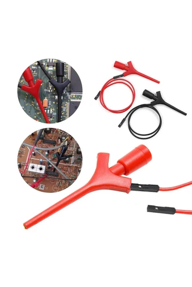 Kanca Tip Test Prob Çifti 2mm 30cm Mini Test Lojik Analizör Lehimsiz Tutucu Yakalayıcı Tel Klips - Resim 6