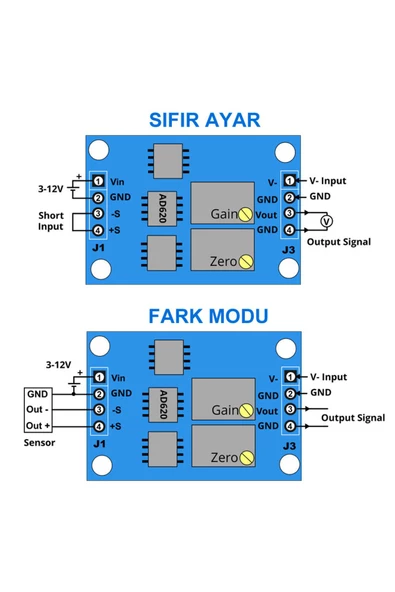Ad620 Micro Voltaj Sinyal Kuvvetlenirici Modül DC 12V Mikro Küçük Gerilim Ölçme Kartı Enst.Yükselti - Resim 5