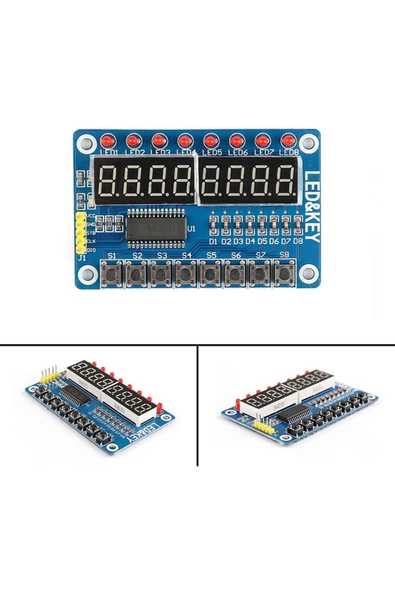 Tm1638 Modül 8 Hane 7 Segment Ekran 8x Kırmızı Led 8x Kullanıcı Butonu Dijital Display Gösterge - Resim 5