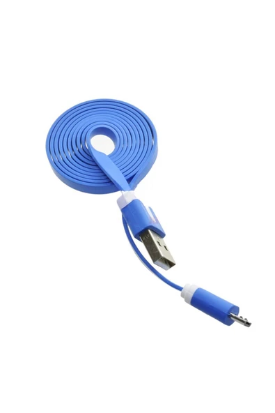 1m Micro Usb Kablo Mavi 1 Metre 480 Mbps Usb 2.0 Hot Swap - Resim 2