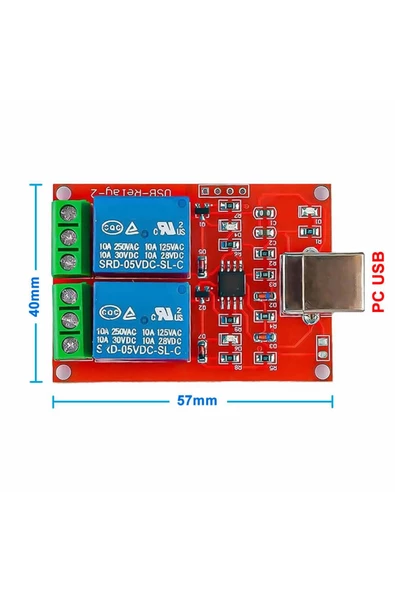 2 Kanal Usb Röle Kontrol Modülü Bilgisayardan Cihaz Açma Kapama Hid Usb - Resim 4