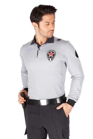 Yeni Tip Kamu Özel Güvenlik Erkek Kışlık Uzun Kol Tişört (İçi Şardonlu) 3D Armalı - 2