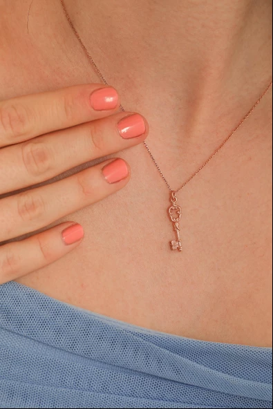 925 Ayar Gümüş Anahtar Kolye - Resim 7