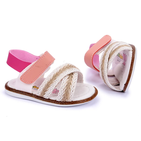 Kiko Kids Kız Çocuk İlk Adım Sandalet Şb 2150-54 Beyaz - Fuşya