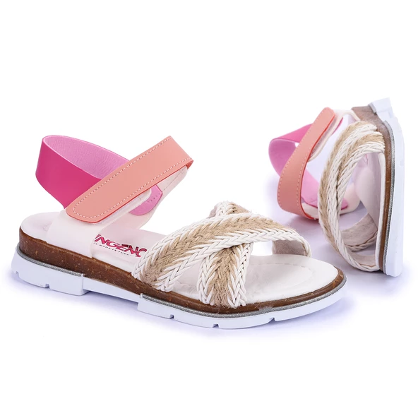 Kiko Kids Ortopedik Kız Çocuk Sandalet Şb 2843-47 Beyaz - Fuşya