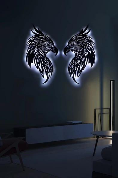 Veraart Işıklı İkili Portre Kartal Figürlü Tablo Duvar Dekorlu Gece Lambası - 2