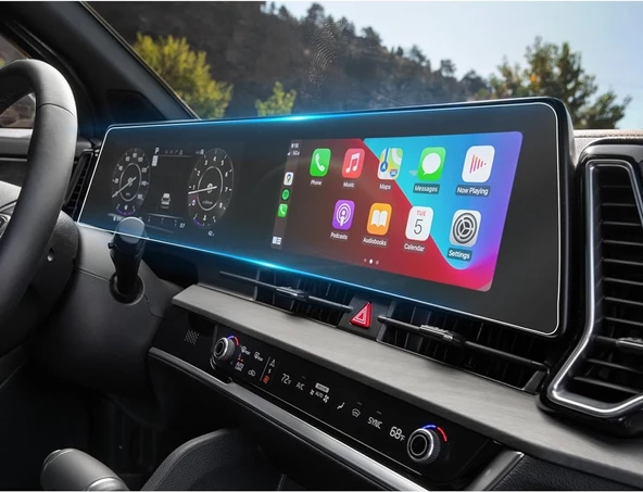 Kia Yeni Sportage 2023 2024 12.3 Inç Navigasyon ve Bilgi Ekranı Uyumlu 9H Nano Ekran Koruyucu ürün görseli 1