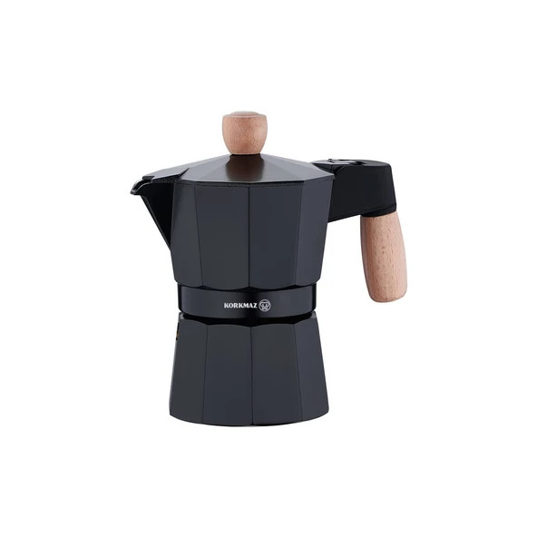 KORKMAZ A5572 ETNA 3 FİNCAN SİYAH MOKA POT 150 ML