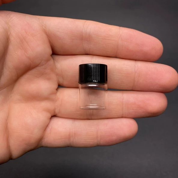 1 ml Siyah Kapaklı Şeffaf Cam Şişe , 1 cc Kapaklı Cam Şişe x 24 Adet - 2