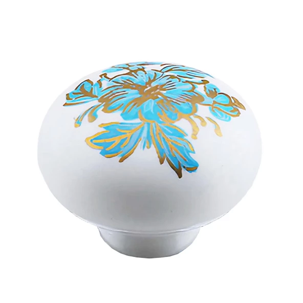 Mavi Beyaz Ortanca Çiçek Desenli Polimer Düğme Kulp Mantar Mobilya Mutfak Dolabı Çekmece Kulbu Kulpları - 7