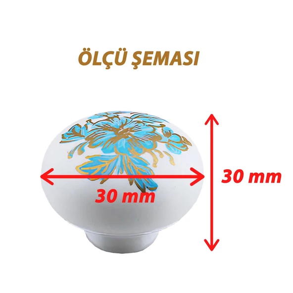 15 Adet Mavi Beyaz Ortanca Çiçek Desenli Polimer Düğme Kulp Mantar Mobilya Mutfak Dolabı Çekmece Kulbu Kulpları - 2