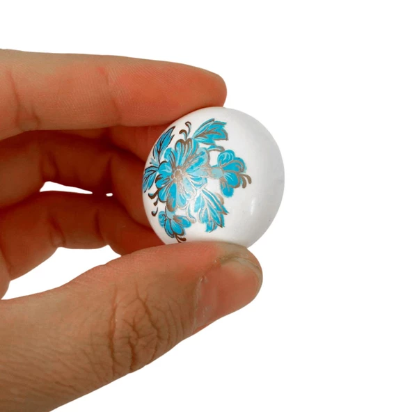 8 Adet Mavi Beyaz Ortanca Çiçek Desenli Polimer Düğme Kulp Mantar Mobilya Mutfak Dolabı Çekmece Kulbu Kulpları - Resim 3