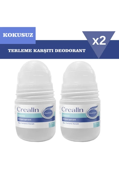 Crealin Roll-On Deodorant Unscented 50 ml 2 Adet