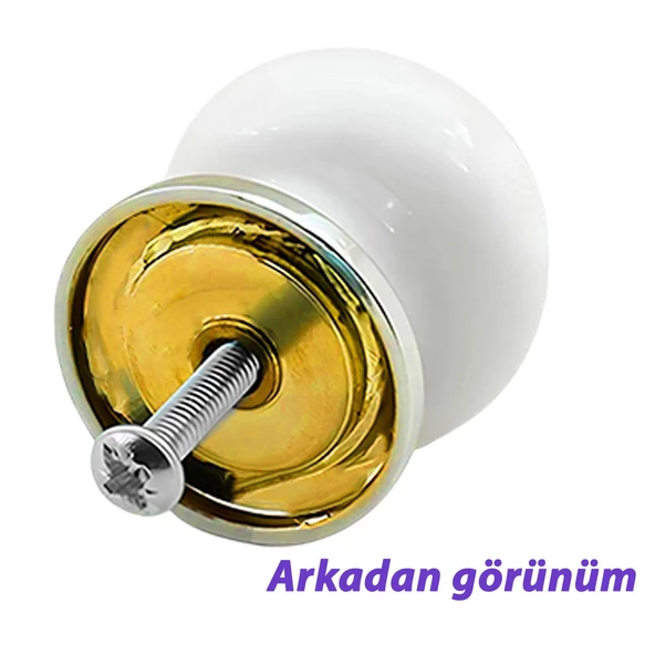 8 Adet Mavi Beyaz Ortanca Çiçek Desenli Altın Tablalı Polimer Düğme Kulp Mobilya Mutfak Dolabı Çekmece Kulbu Kulpları - 6