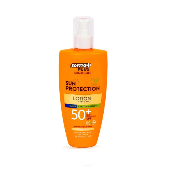 Softto Plus 50 spf koruyuculu vücut ve yüz güneş losyonu UVA&UVB 200 ml