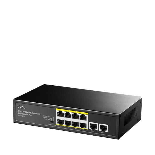 Cudy Switch 8 Port Fs1010Pg 10/100Mbps 2Xfe Uplink Vlan&Extend Mode 250M 120W Poe+ Ethernet