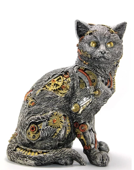 Steampunk Polyester Kedi Figürü Alk2455