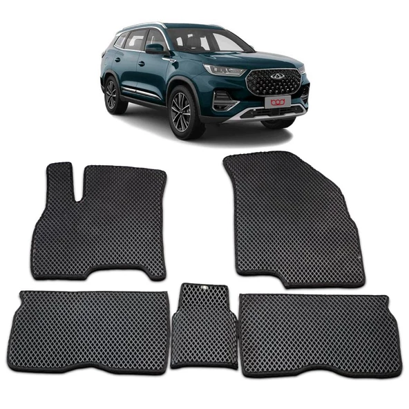 Bod Chery Tiggo 8 Pro Max 5 Koltuk 3D Havuzlu Paspas 2024-Sonrası Siyah - Resim 3