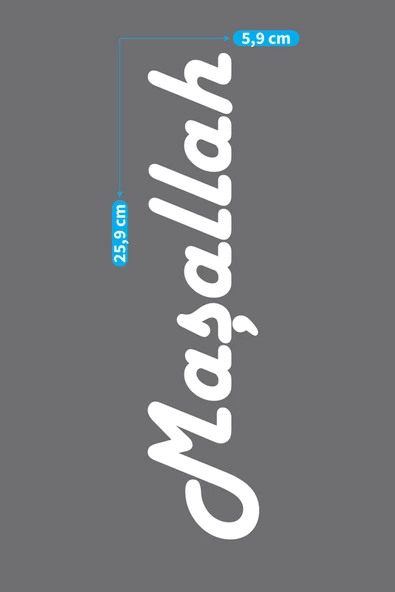 Beyaz Maşallah Yazılı Araç Sticker 21x29 cm, Oto Sticker, Araba Sticker - 2