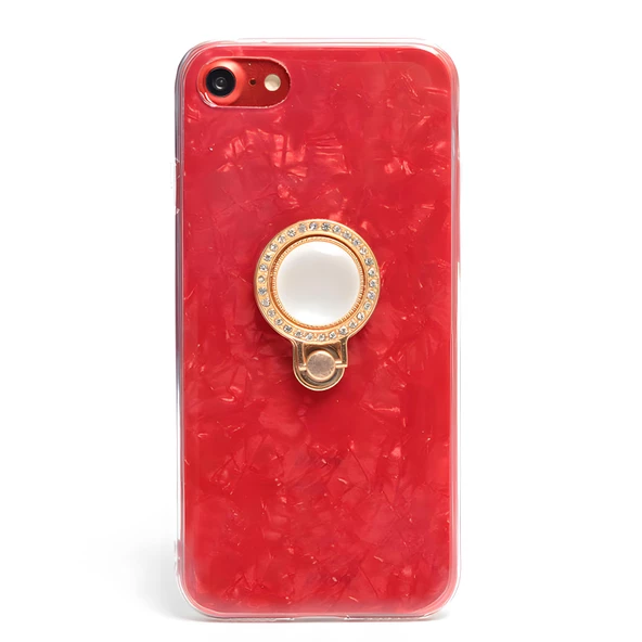 iPhone 7 / 8 / SE 2020 / SE 2022 Kılıf Parlak Mermer Desenli Yüzüklü Vista Silikon Kılıf - 2