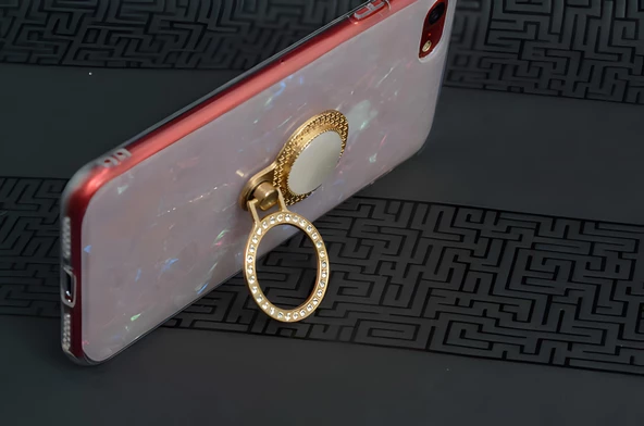 iPhone 7 / 8 / SE 2020 / SE 2022 Kılıf Parlak Mermer Desenli Yüzüklü Vista Silikon Kılıf - 6