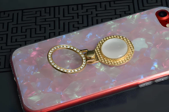 iPhone 7 / 8 / SE 2020 / SE 2022 Kılıf Parlak Mermer Desenli Yüzüklü Vista Silikon Kılıf - 7