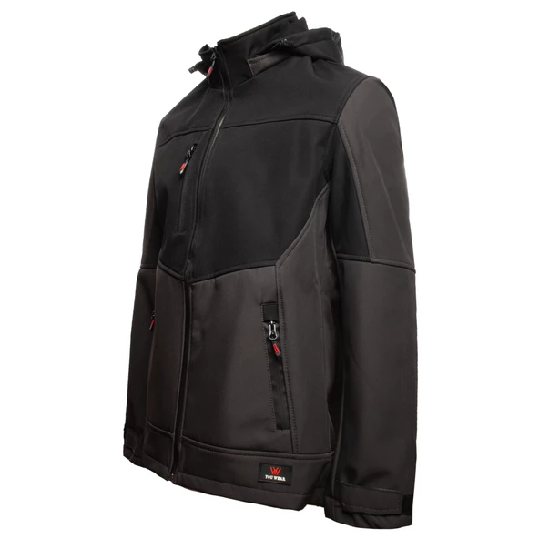 Softshell Kapşonlu Parçalı Mont - 3