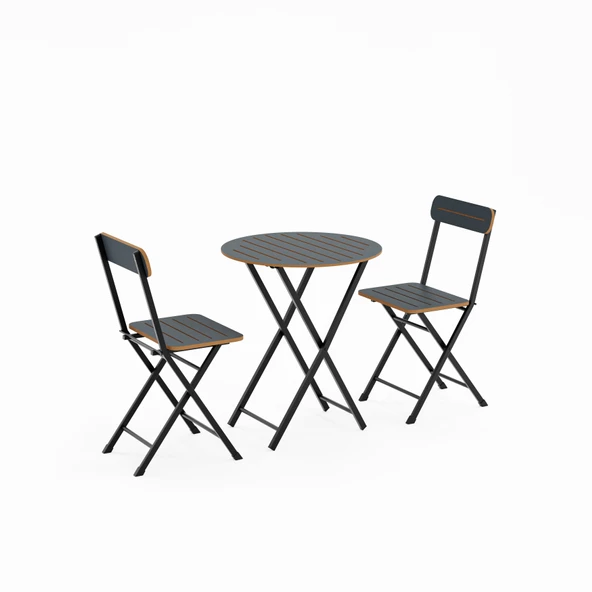 Eportatif Masa Sandalye Bahçe Bistro Takım Yuvarlak Füme 1483 - 5